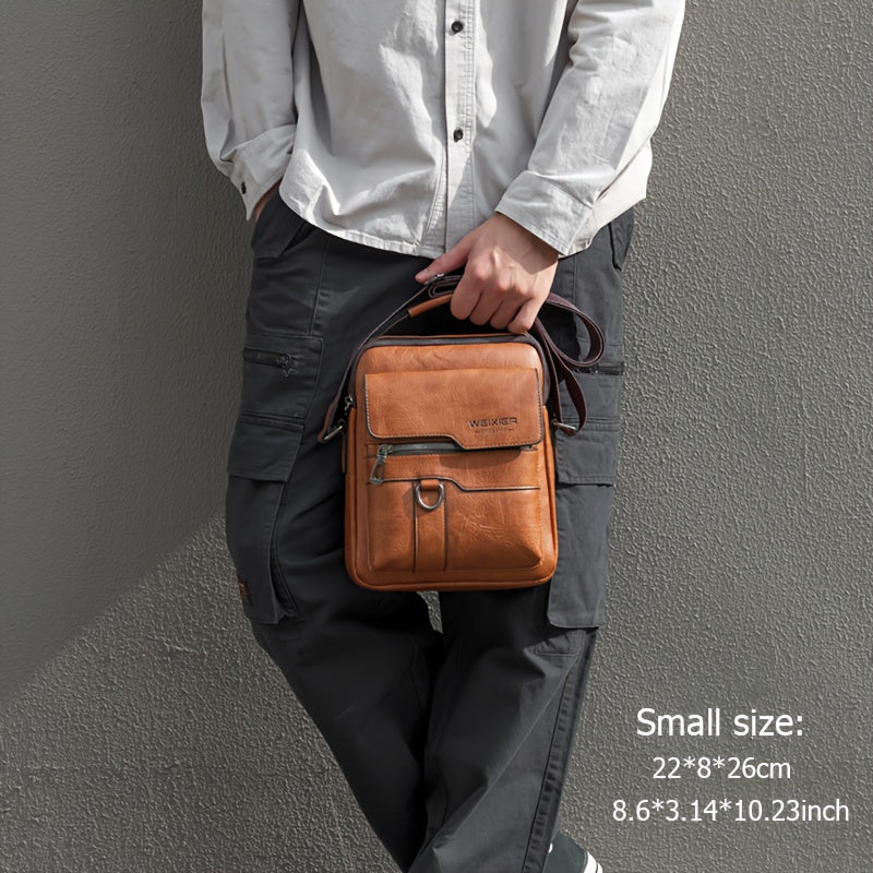WEIXIER Vintage Leather Shoulder Bag - Men's Business Satchel Gift